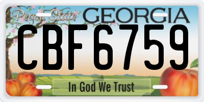 GA license plate CBF6759