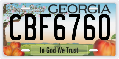 GA license plate CBF6760