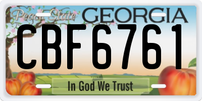 GA license plate CBF6761
