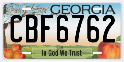 GA license plate CBF6762