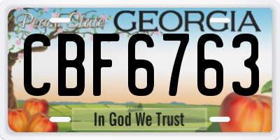 GA license plate CBF6763