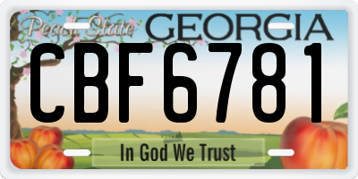 GA license plate CBF6781