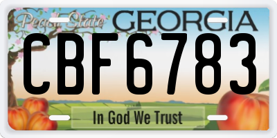 GA license plate CBF6783