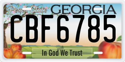 GA license plate CBF6785
