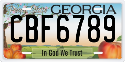 GA license plate CBF6789