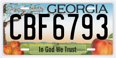 GA license plate CBF6793