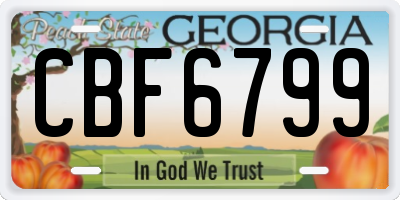 GA license plate CBF6799