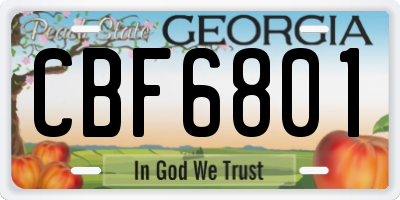 GA license plate CBF6801