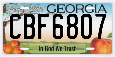 GA license plate CBF6807