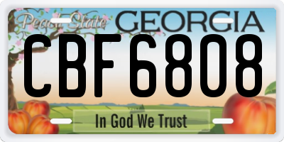 GA license plate CBF6808