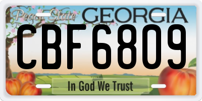 GA license plate CBF6809