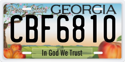 GA license plate CBF6810