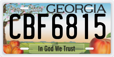 GA license plate CBF6815