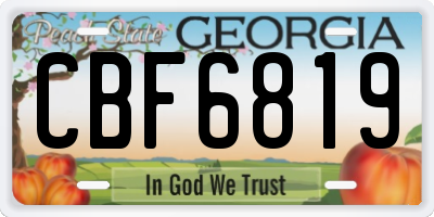 GA license plate CBF6819