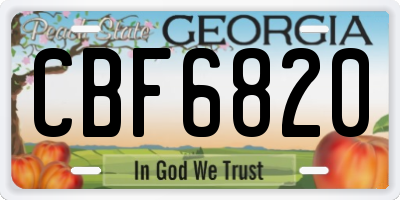 GA license plate CBF6820