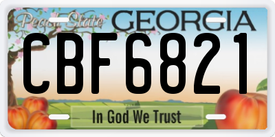 GA license plate CBF6821