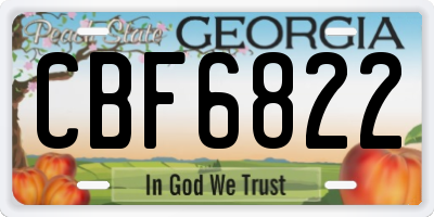 GA license plate CBF6822
