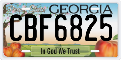GA license plate CBF6825