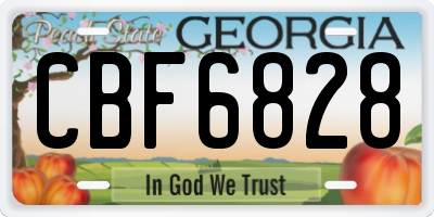 GA license plate CBF6828