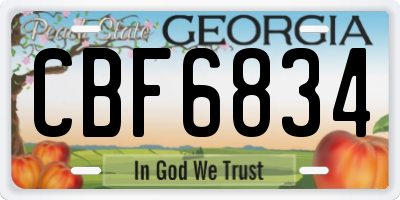 GA license plate CBF6834