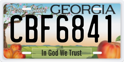 GA license plate CBF6841