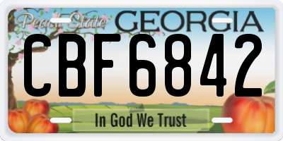 GA license plate CBF6842