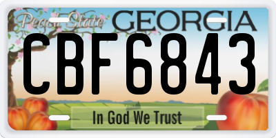 GA license plate CBF6843