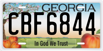 GA license plate CBF6844