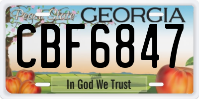 GA license plate CBF6847