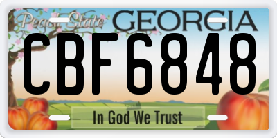 GA license plate CBF6848