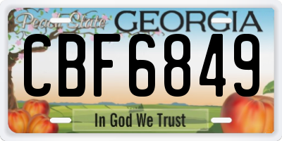 GA license plate CBF6849