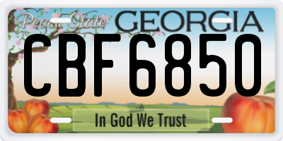 GA license plate CBF6850