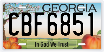 GA license plate CBF6851