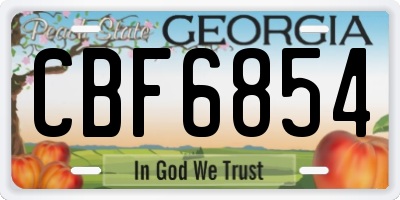 GA license plate CBF6854