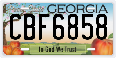 GA license plate CBF6858