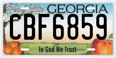 GA license plate CBF6859