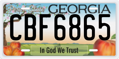 GA license plate CBF6865
