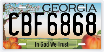 GA license plate CBF6868