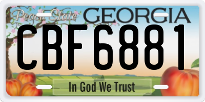 GA license plate CBF6881