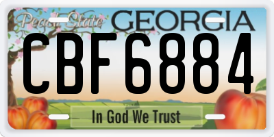 GA license plate CBF6884
