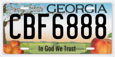 GA license plate CBF6888
