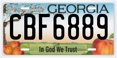 GA license plate CBF6889