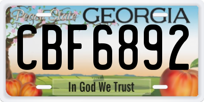 GA license plate CBF6892