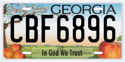GA license plate CBF6896