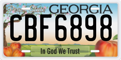 GA license plate CBF6898