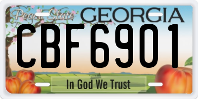 GA license plate CBF6901