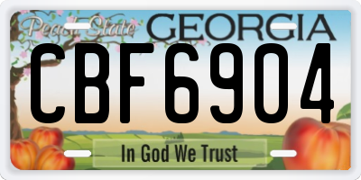 GA license plate CBF6904