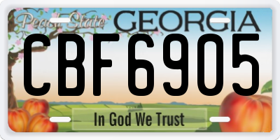 GA license plate CBF6905