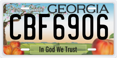 GA license plate CBF6906