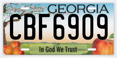 GA license plate CBF6909